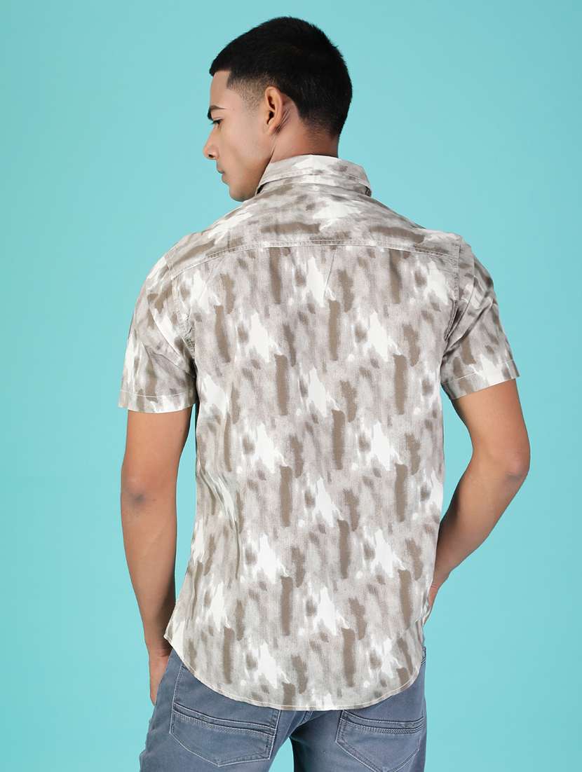 men printed short sleeve regular fit casual shirt - 21958750 -  Standard Image - 3