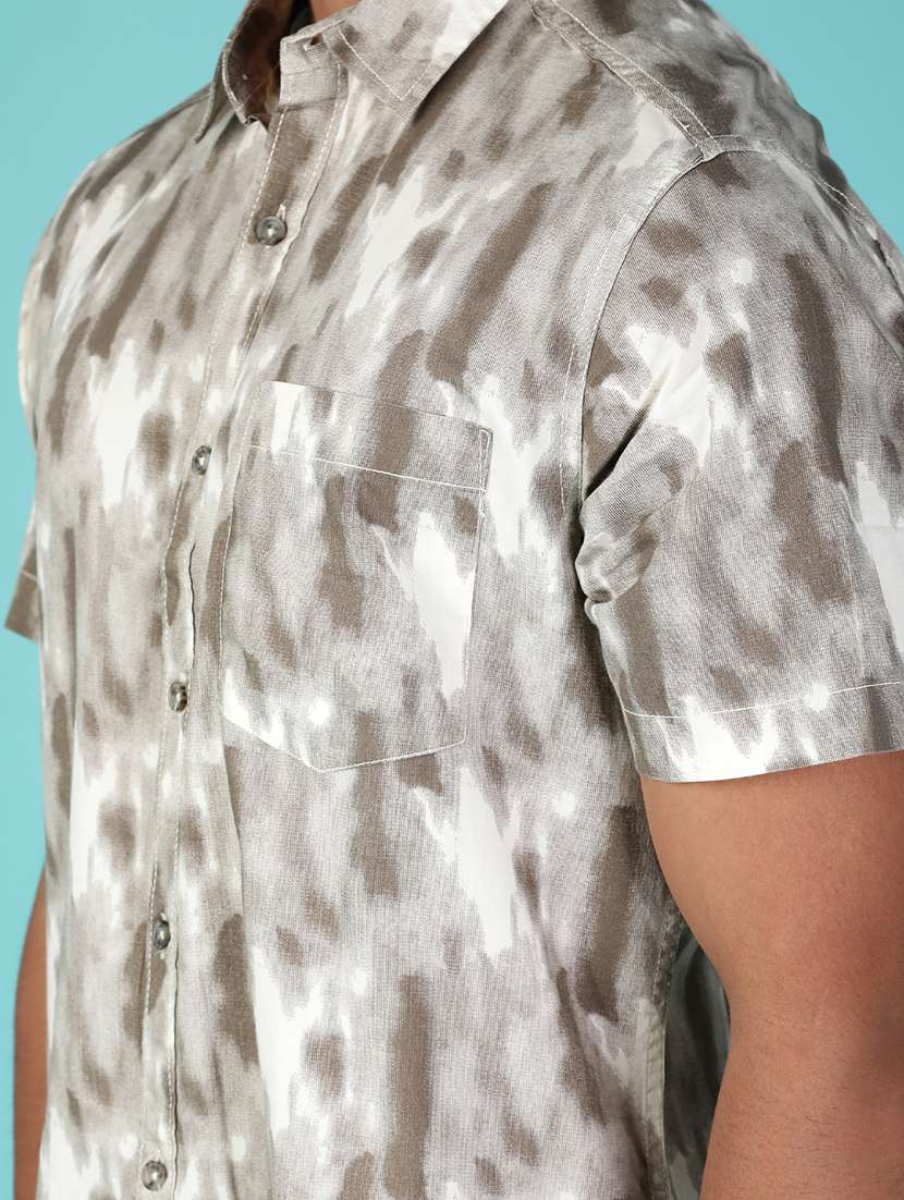 men printed short sleeve regular fit casual shirt - 21958750 -  Standard Image - 5