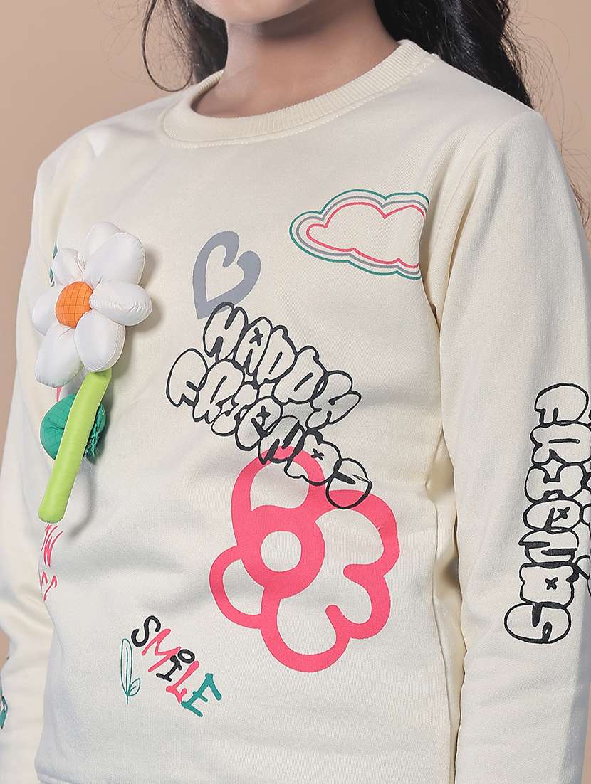 girls front print round neck sweatshirt  - 21958762 -  Standard Image - 3