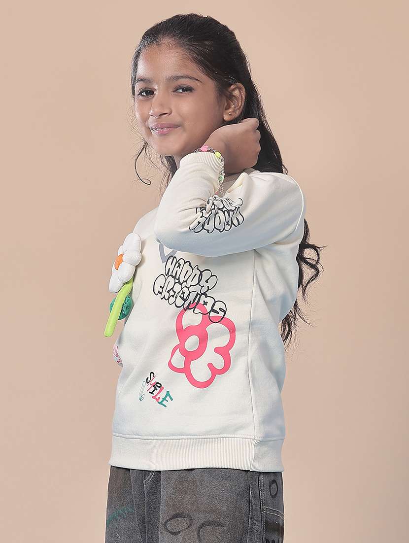 girls front print round neck sweatshirt  - 21958762 -  Standard Image - 5