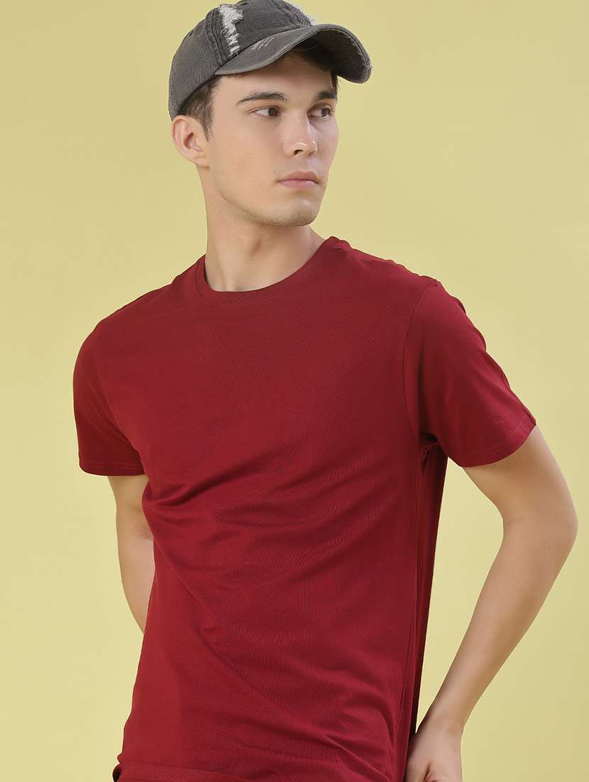 men solid short sleeve regular fit t-shirt