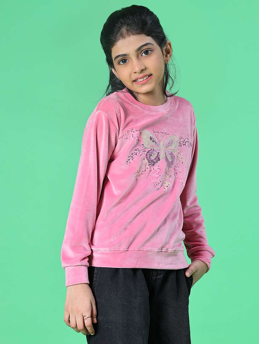 girls front print round neck sweatshirt  - 21958901 -  Standard Image - 5