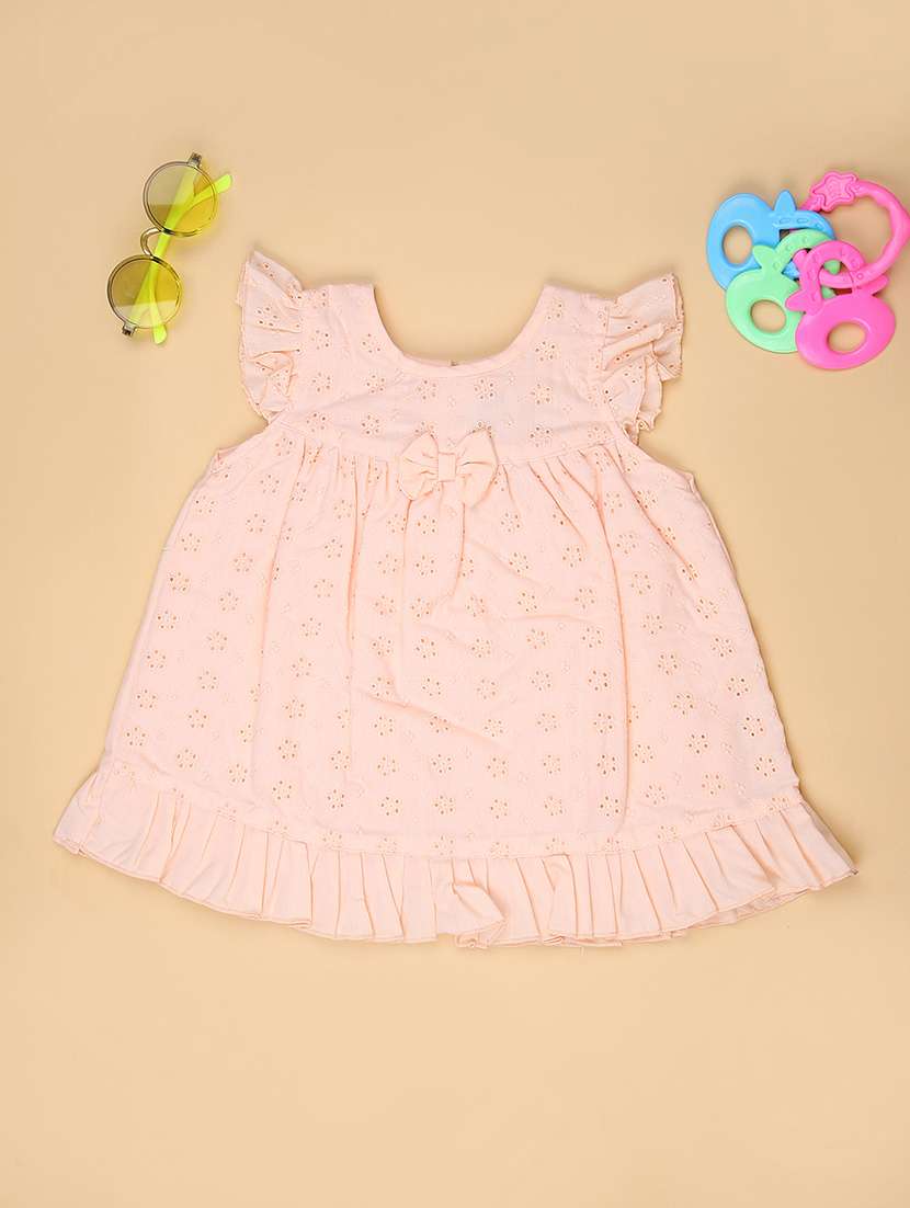 kids self design round neck frock
