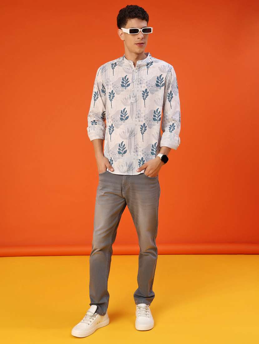 men printed mandarin neck long sleeve kurta - 21958993 -  Standard Image - 3