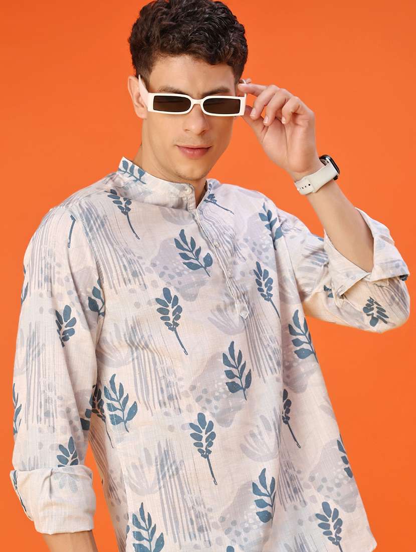 men printed mandarin neck long sleeve kurta - 21958993 -  Standard Image - 5