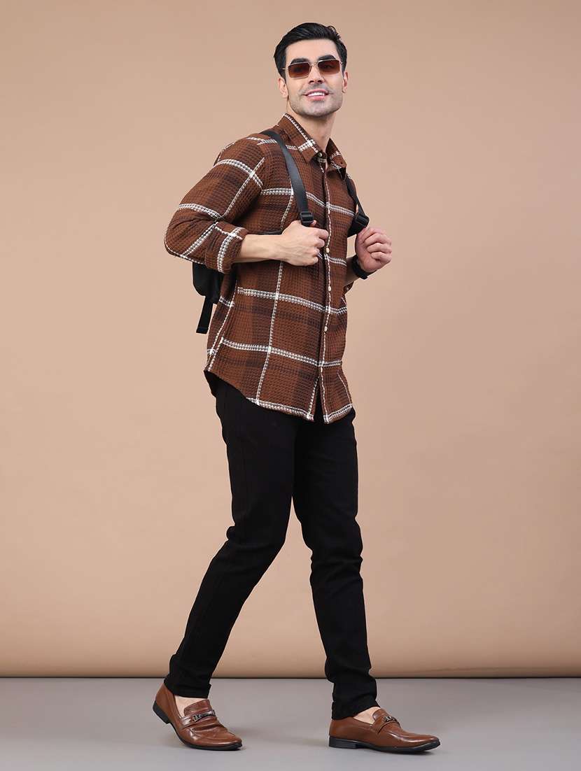 men checkered long sleeve regular fit shacket - 21959017 -  Standard Image - 5