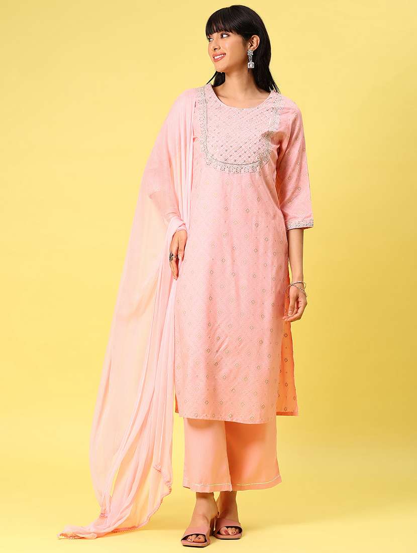 women three quarter sleeve kurta pant with dupatta set - 21959184 -  Zoom Image - 0