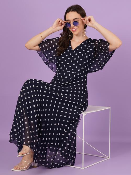 women polka doted batwing sleeve fit & flare dress - 21959245 - Standard Image - 0