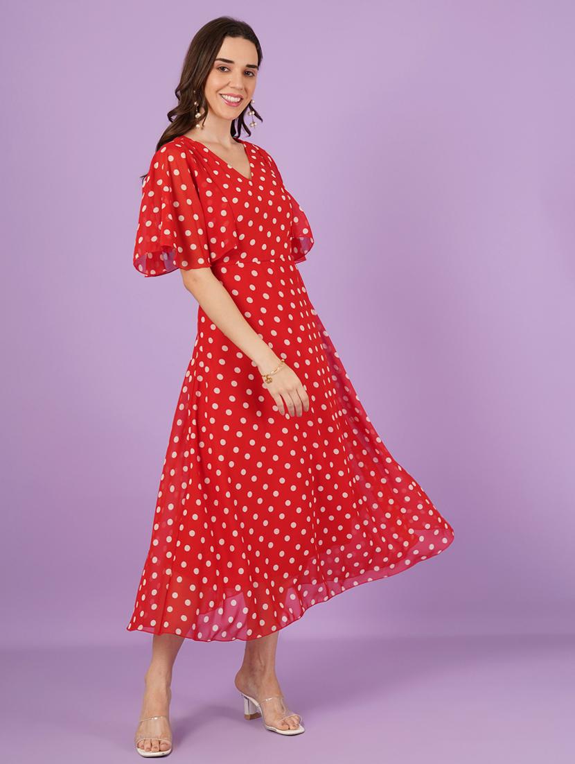 women polks doted batwing sleeves fit & flare dress - 21959249 - Standard Image - 3