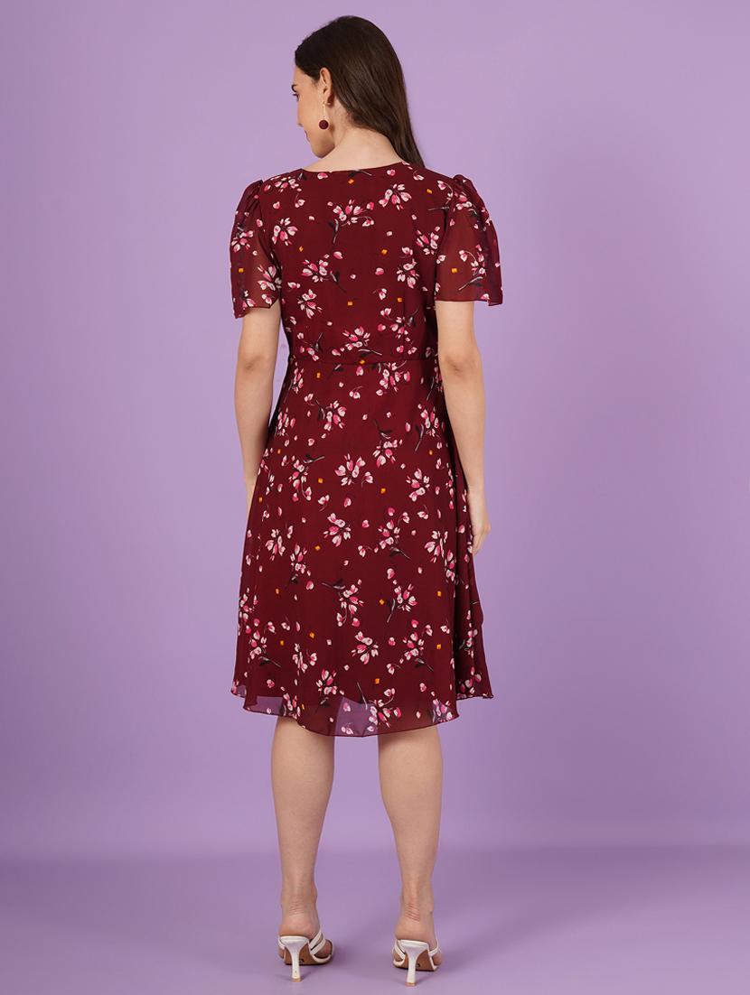 women floral print puff sleeve a-line dress - 21959250 - Standard Image - 5