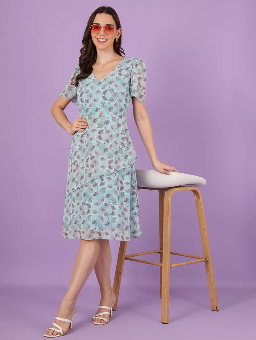 women floral print puff sleeve a-line dress - 21959251 - Zoom Image - 0