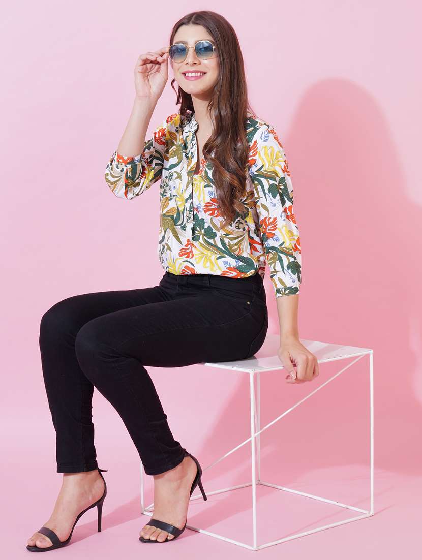 women floral print puff sleeve regular top - 21959265 - Standard Image - 5