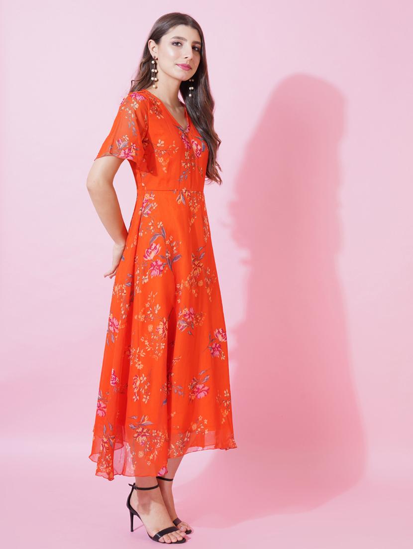 women floral print puff sleeves fit & flare dress - 21959267 - Standard Image - 3