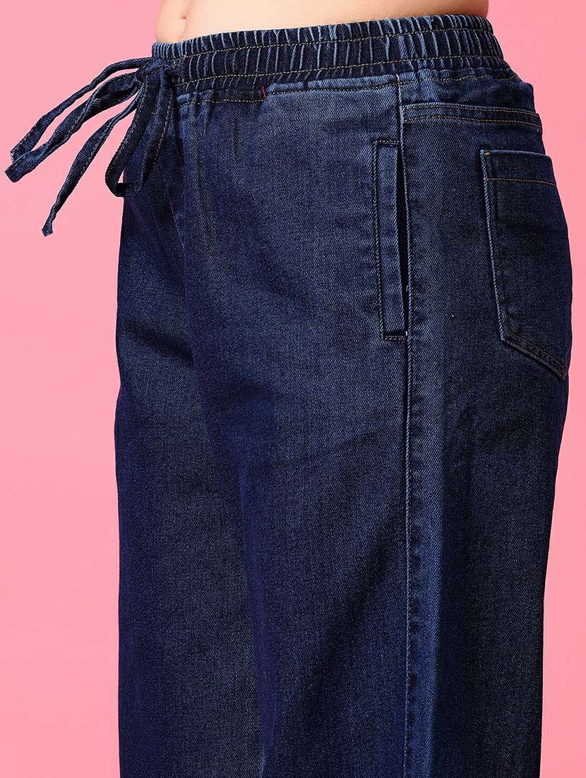 women solid mid rise wide leg jeans - 21959334 - Standard Image - 5