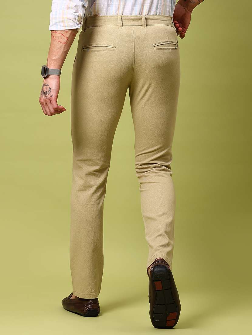 men solid mid rise flat front casual chinos  - 21959340 -  Standard Image - 3