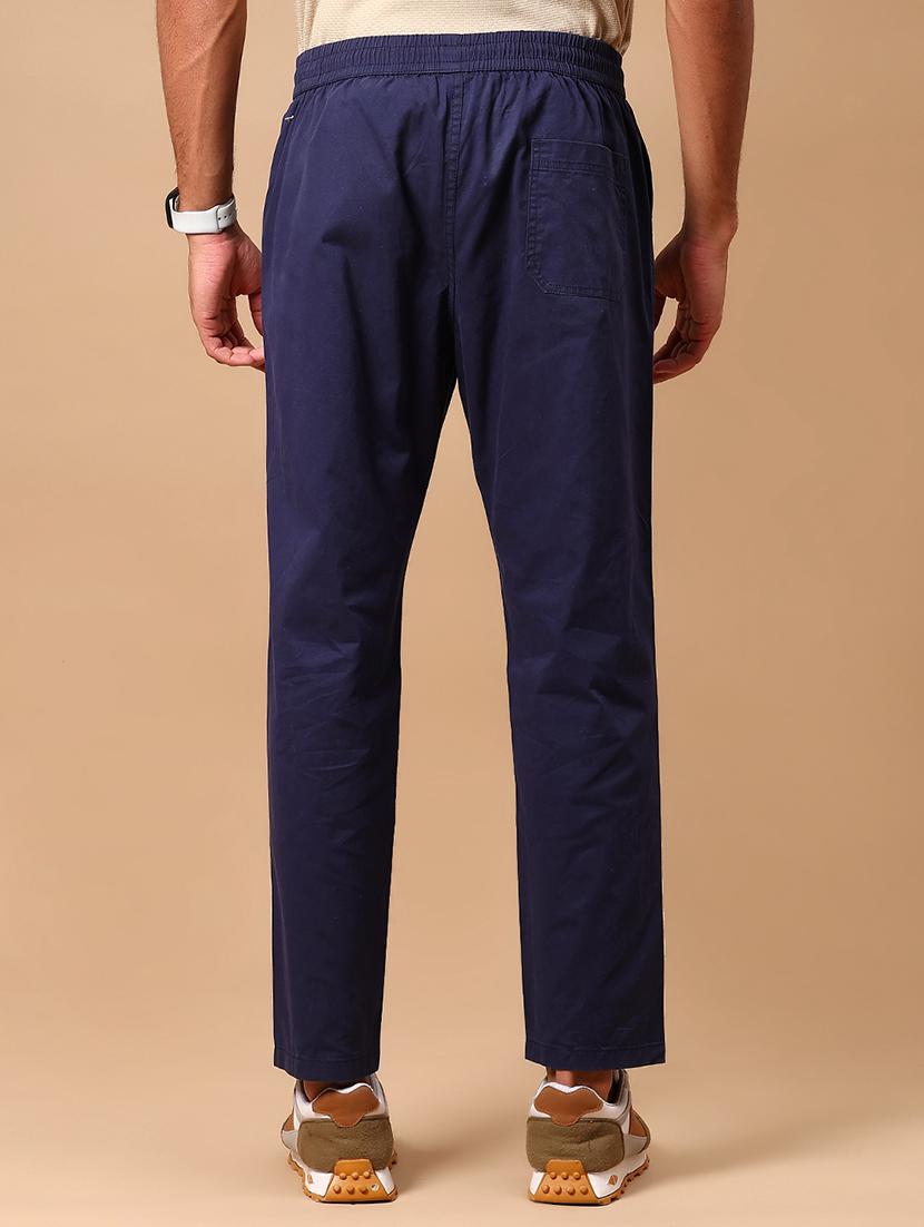 men blue solid mid rise full length track pant - 21959348 - Standard Image - 3