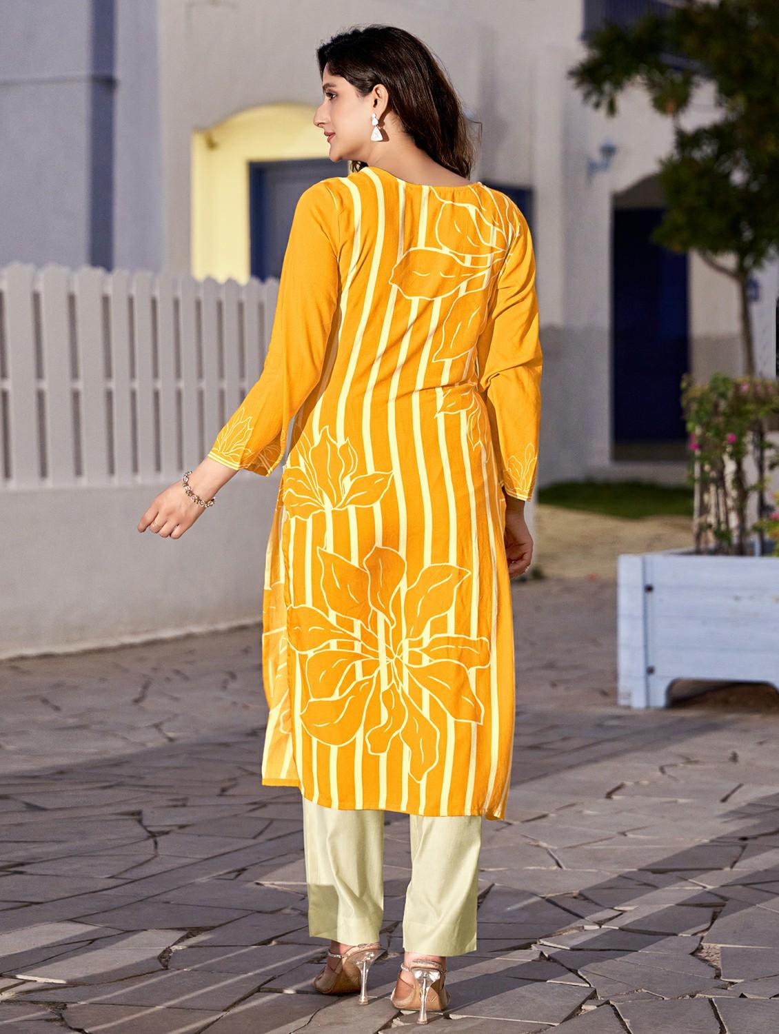 women printed long sleeve straight kurta - 21959402 - Standard Image - 3