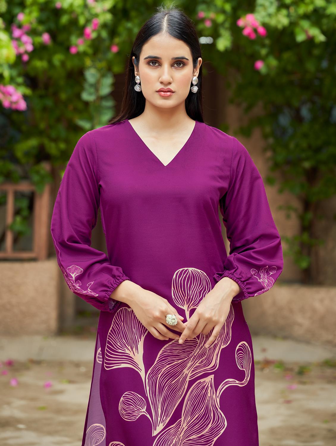women printed long sleeve straight kurta - 21959414 - Standard Image - 3