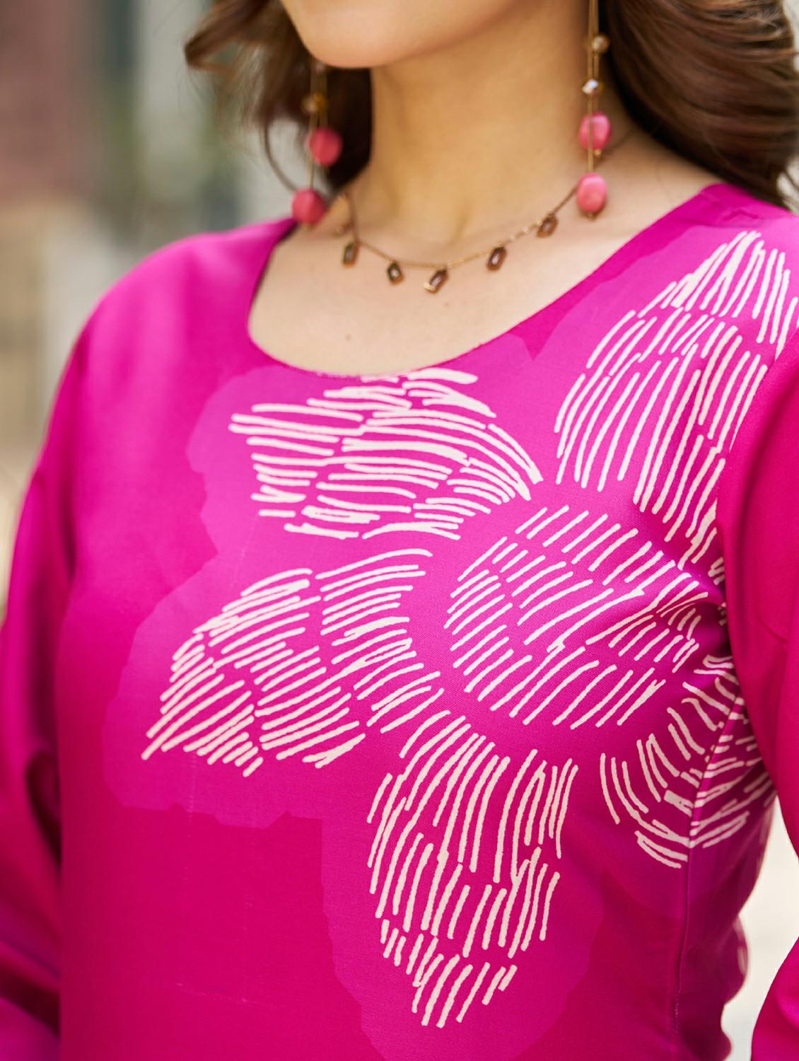 women floral printed long sleeve straight kurta - 21959418 - Standard Image - 5