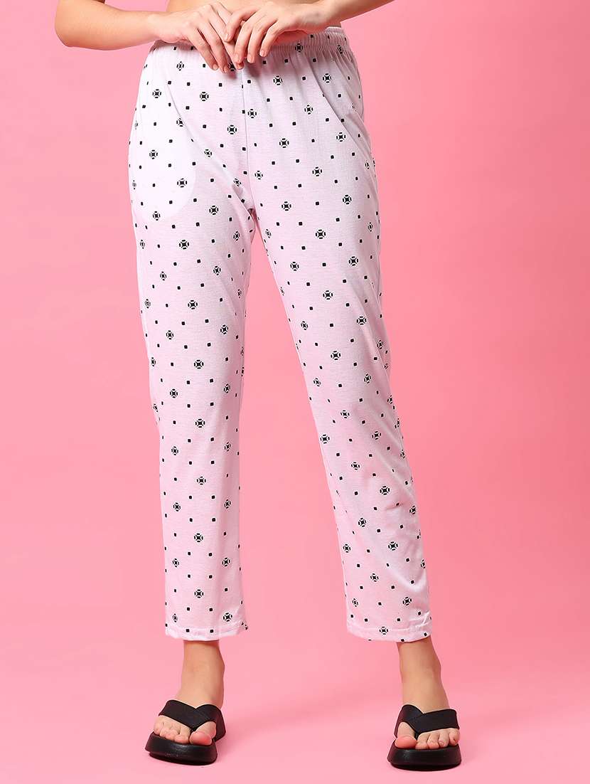 women white printed mid rise pajama
