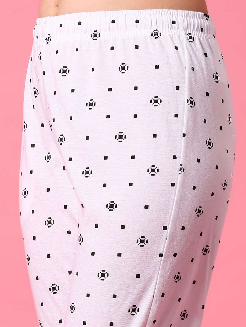 women white printed mid rise pajama - 21959426 -  Standard Image - 5