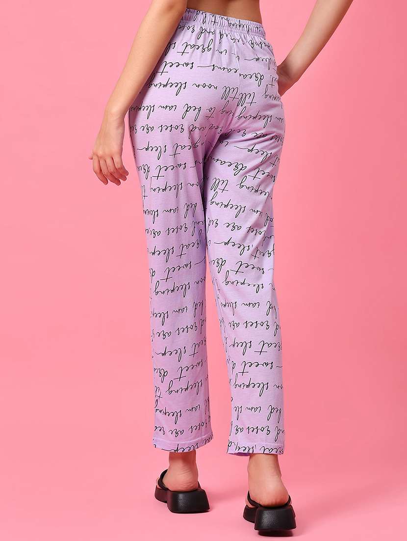 women lavender printed mid rise pajama - 21959427 -  Standard Image - 3