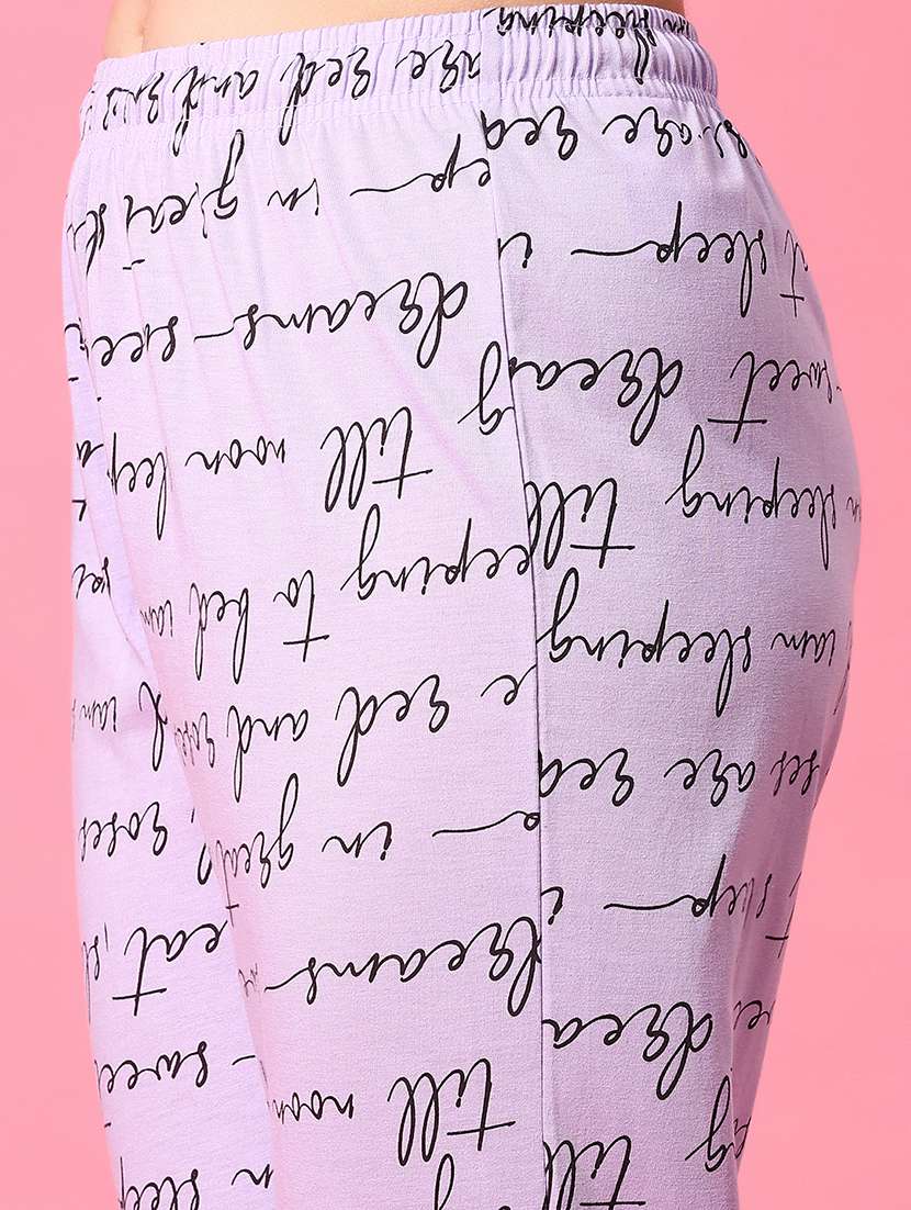 women lavender printed mid rise pajama - 21959427 -  Standard Image - 5