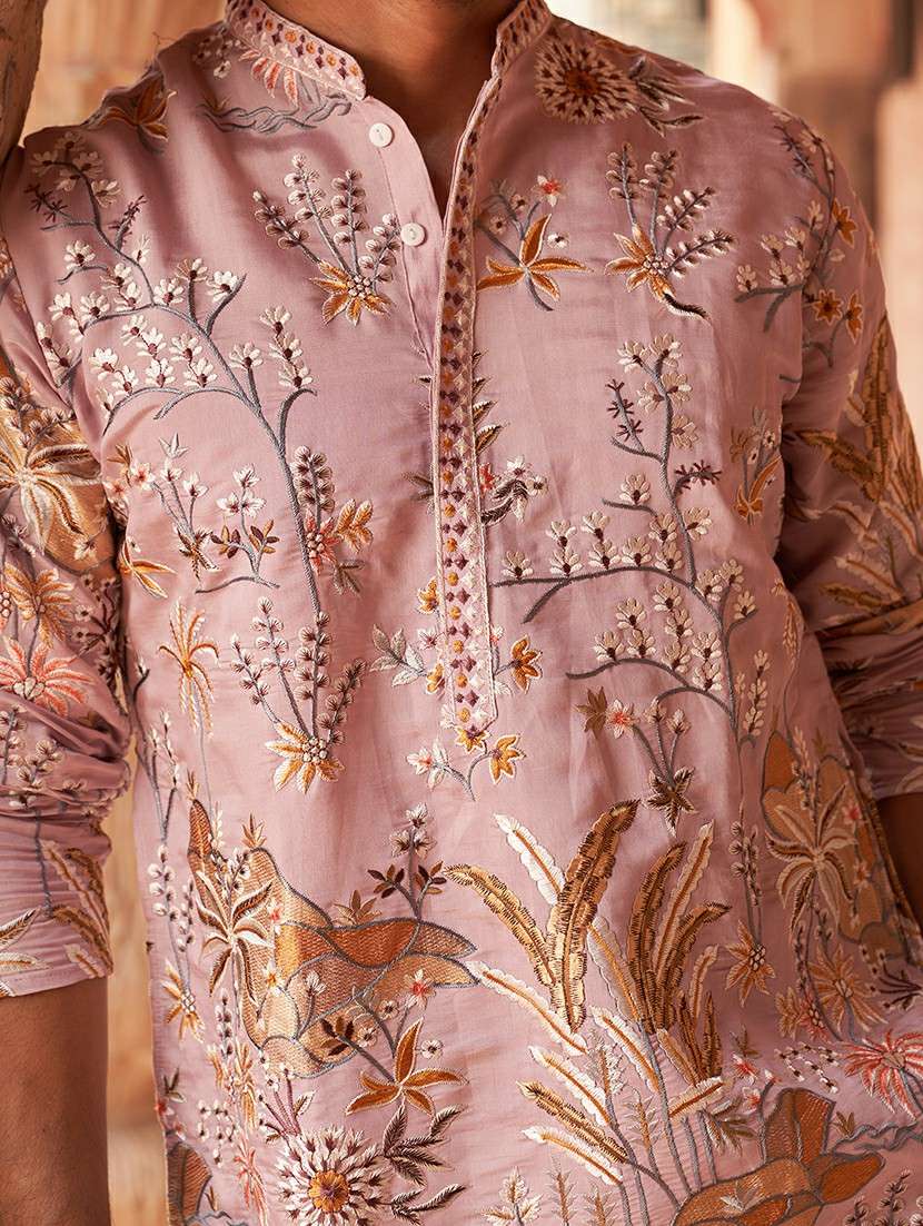 men embroidered mandarin neck long kurta - 21959431 - Standard Image - 5