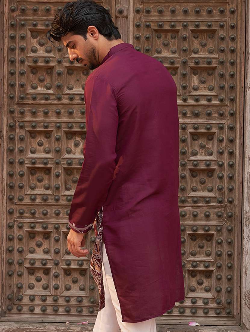 men embroidered mandarin neck long kurta - 21959435 - Standard Image - 5