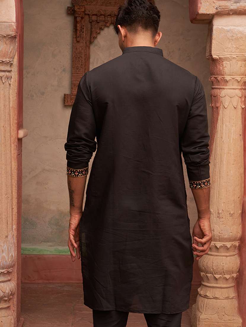 men embroidered mandarin neck long kurta - 21959438 - Standard Image - 5