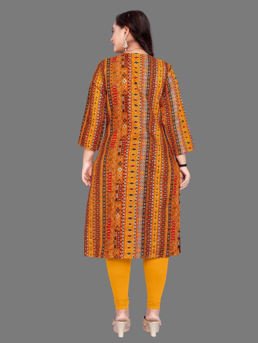 women printed three quarter sleeve straight kurta - 21959462 -  Standard Image - 3