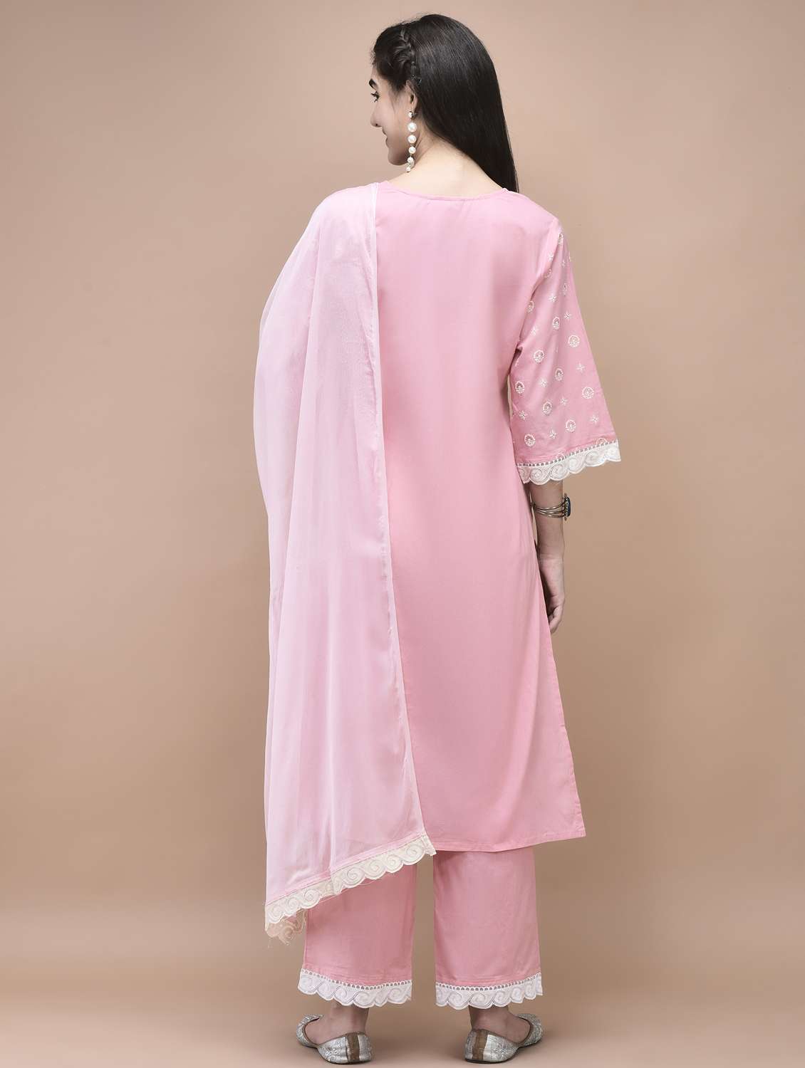 women three quarter sleeve kurta pant with dupatta set - 21959521 -  Standard Image - 3