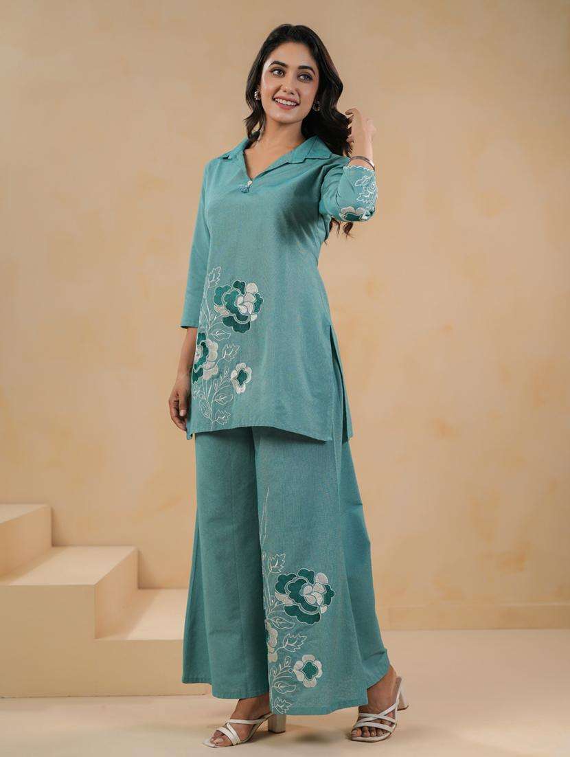 women three quarter sleeve ethnic co-ord set - 21959554 -  Standard Image - 3