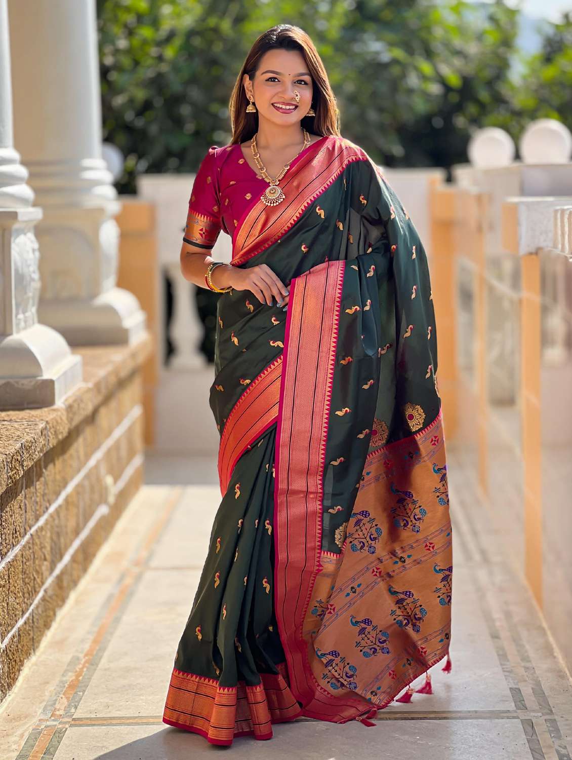 women self design paithani saree with blouse