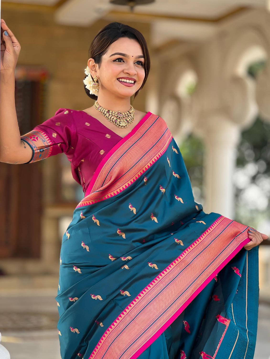 women self design paithani saree with blouse - 21959573 - Standard Image - 3