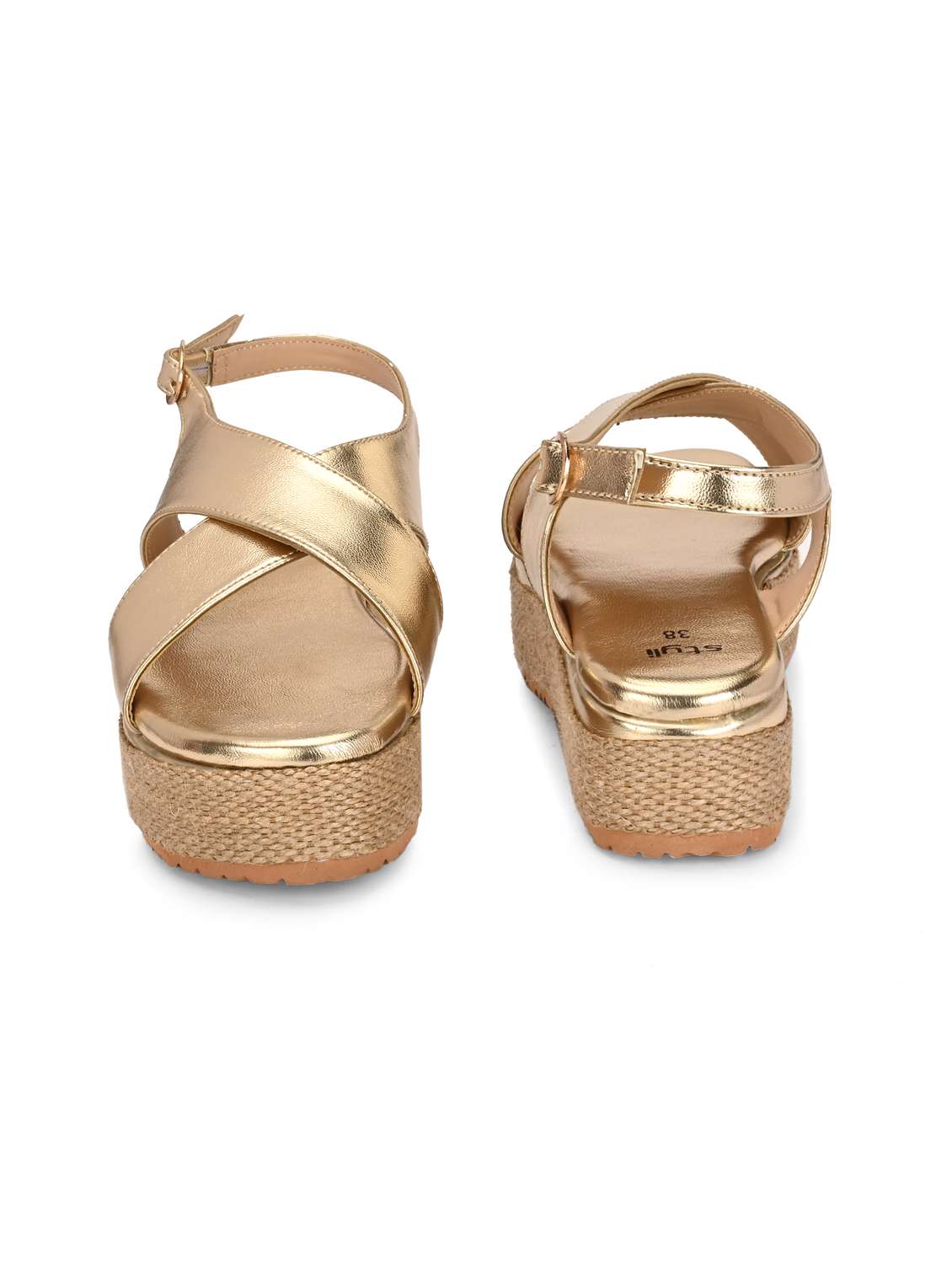 women gold back strap sandal - 21959621 -  Standard Image - 3
