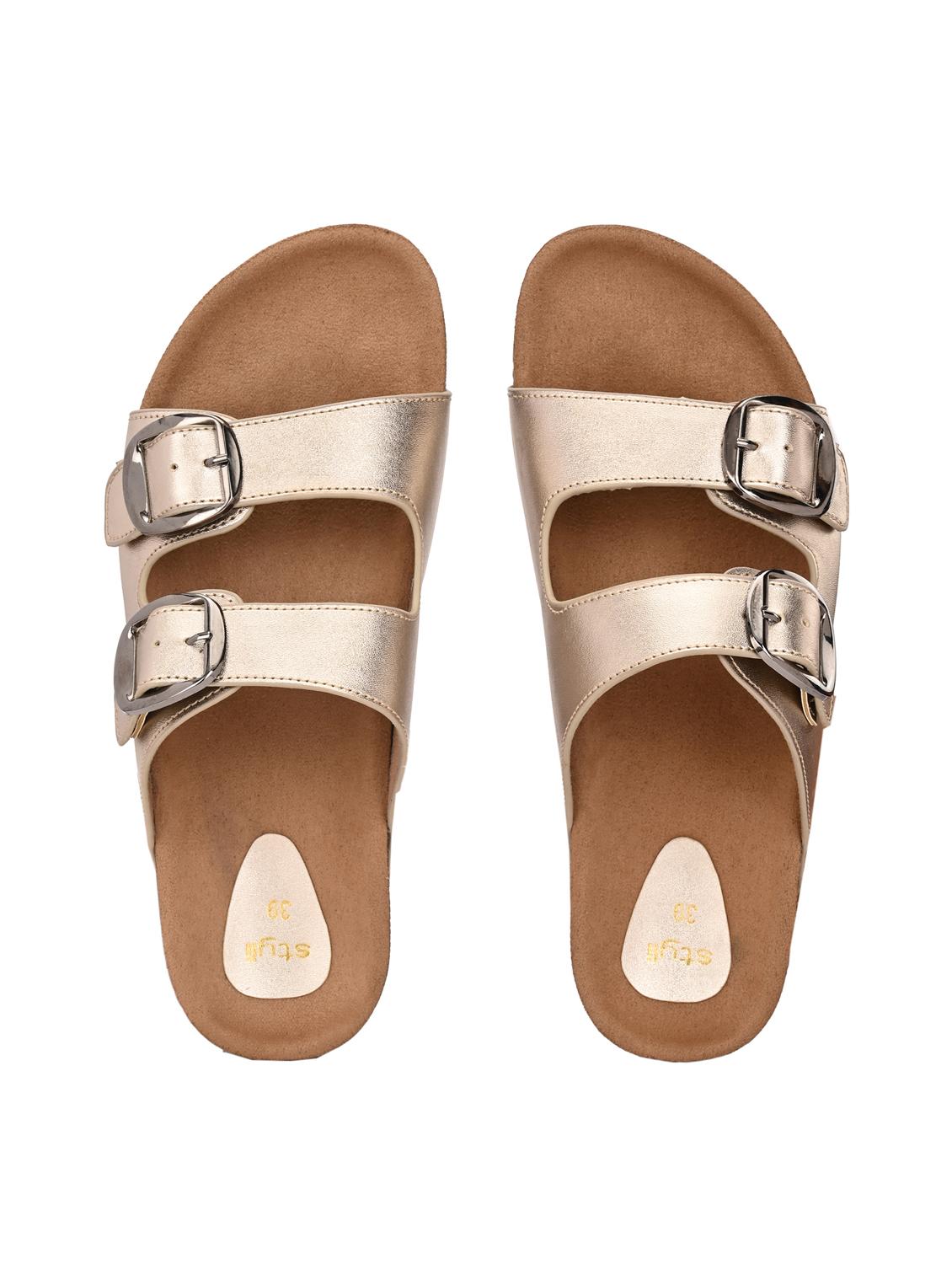 women gold slip on sandal - 21959626 - Standard Image - 3