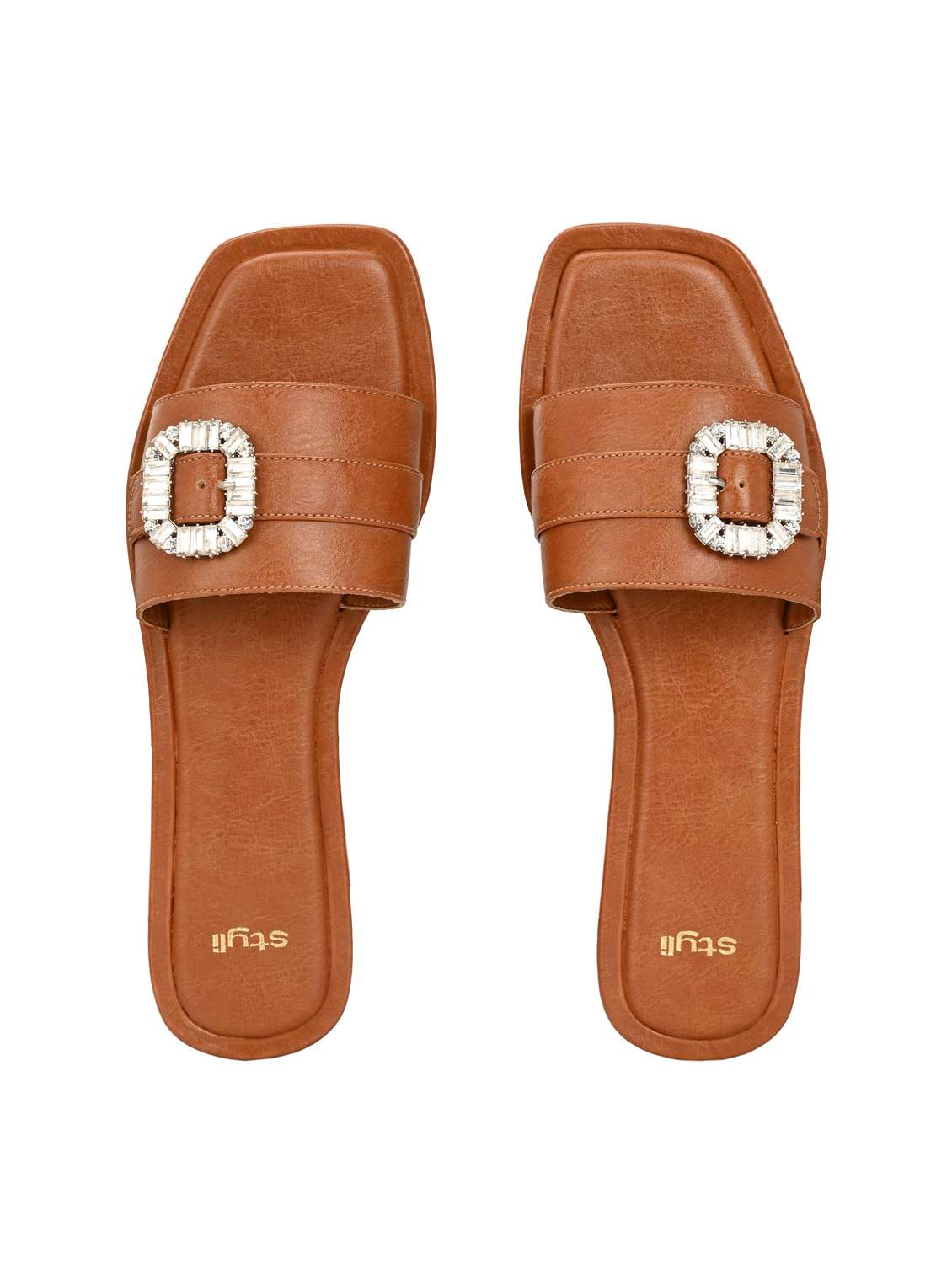 women tan slip on sandal - 21959635 - Standard Image - 3