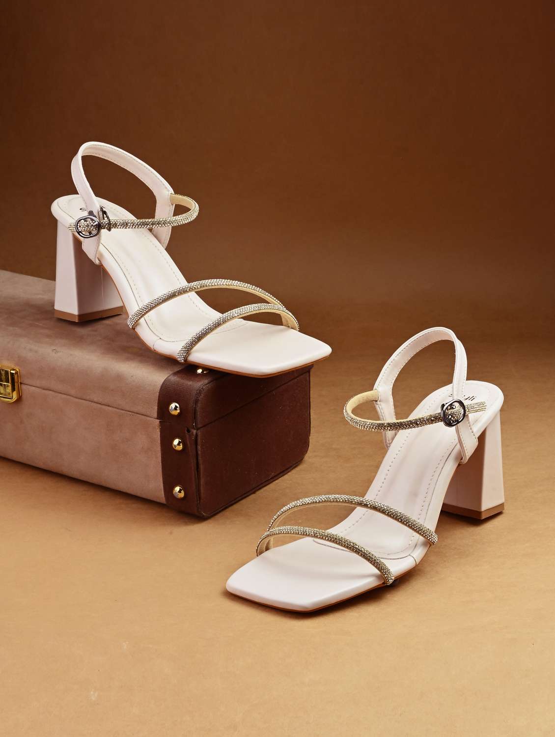 women cream ankle strap sandal