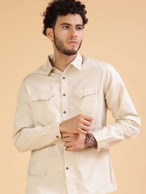 men solid long sleeve regular fit casual shirt - 21959663 -  Standard Image - 0