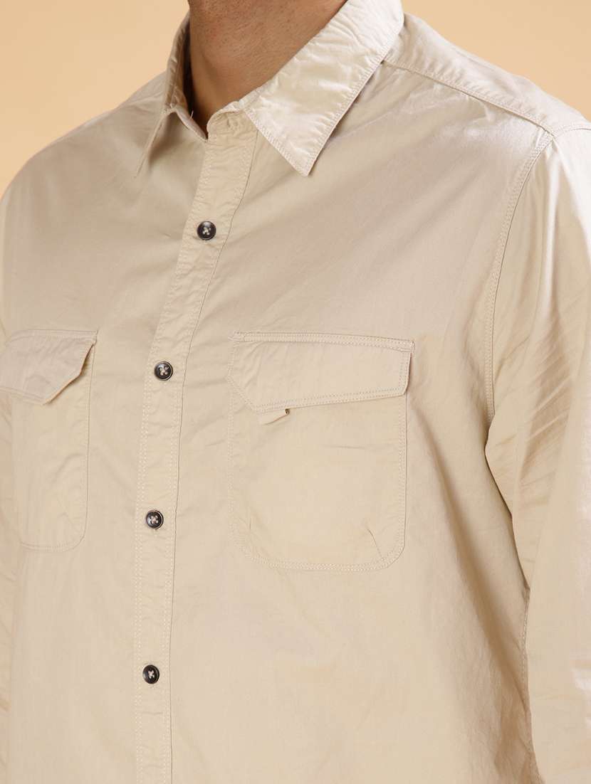 men solid long sleeve regular fit casual shirt - 21959663 -  Standard Image - 5
