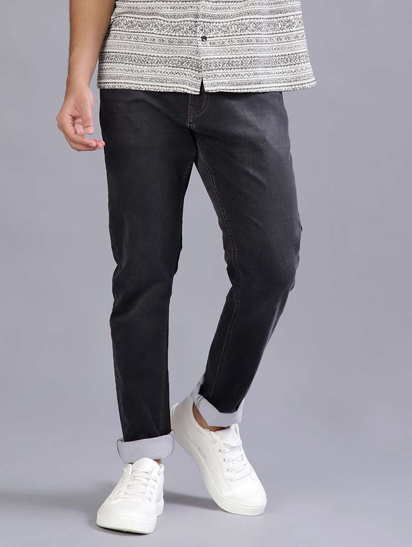 men solid mid rise slim fit jeans