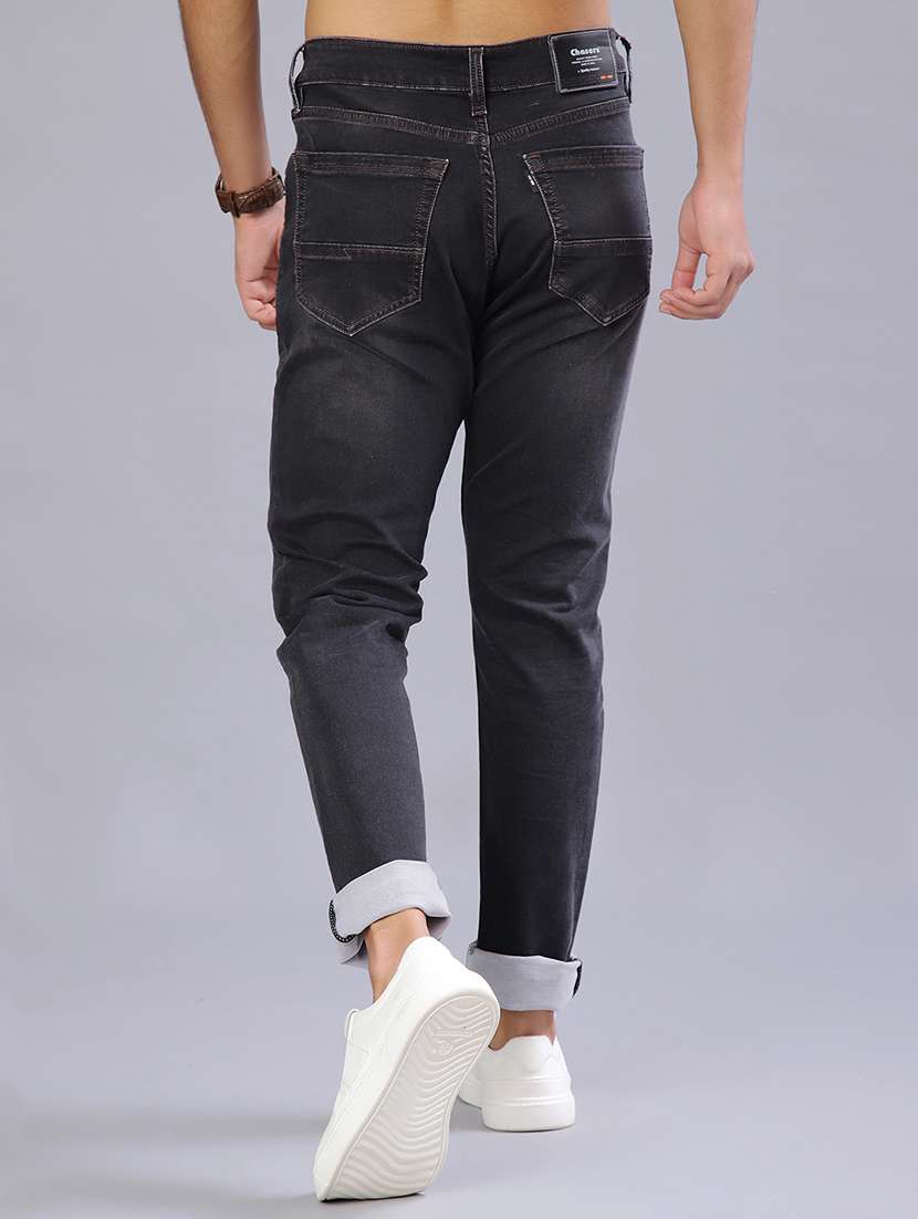 men solid mid rise slim fit jeans - 21959668 -  Standard Image - 3