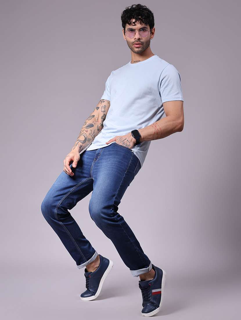men solid mid rise slim fit jeans - 21959669 -  Standard Image - 3