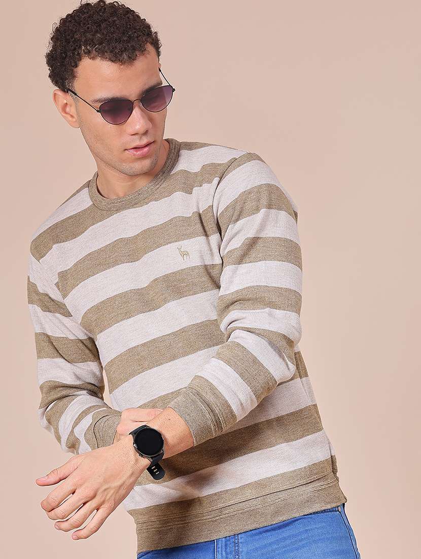 men striped long sleeve regular fit pullover
