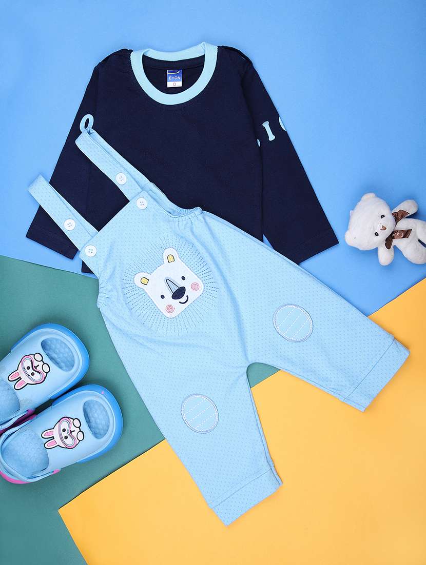 kids printed t-shirt with dungree set