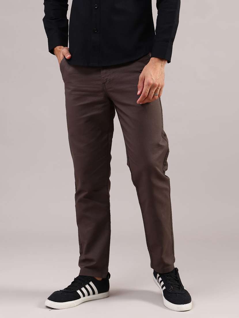 men solid mid rise slim fit chinos 