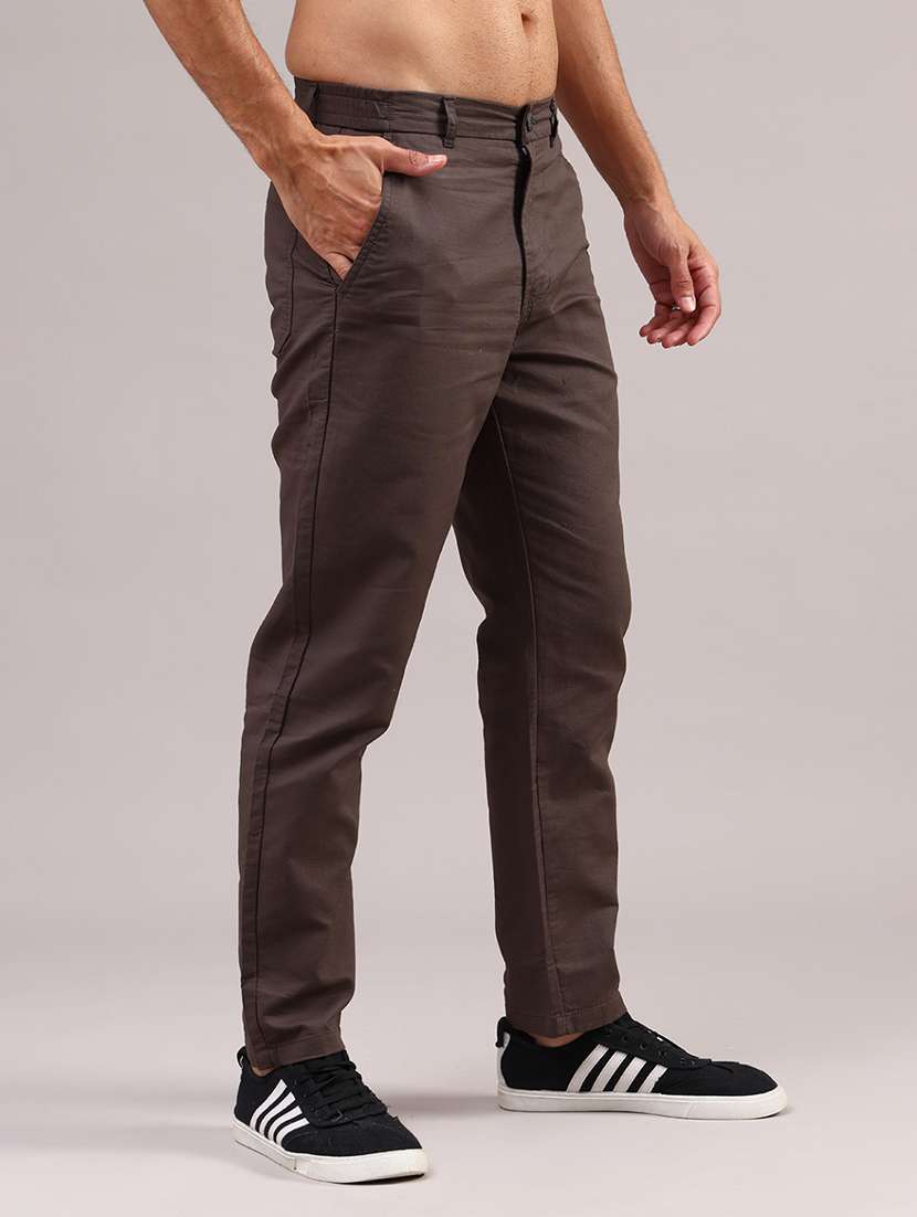 men solid mid rise slim fit chinos  - 21959700 -  Standard Image - 3