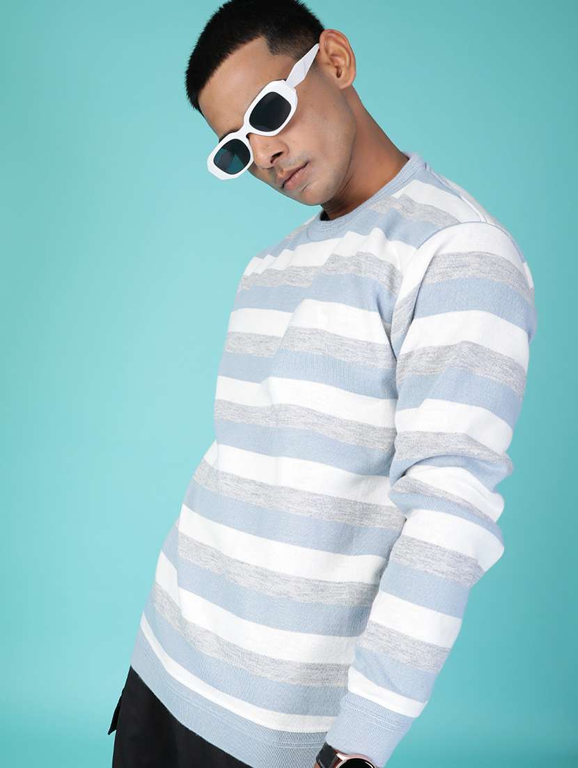men striped long sleeve regular fit pullover