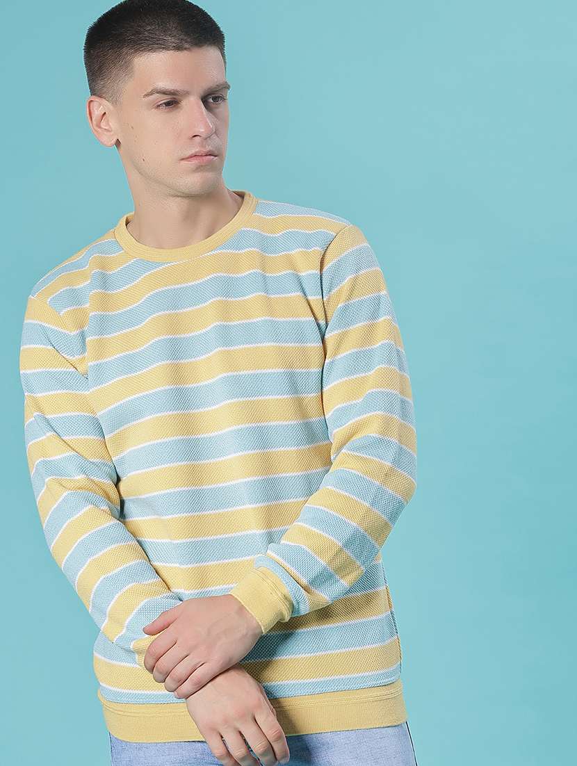 men striped long sleeve regular fit pullover